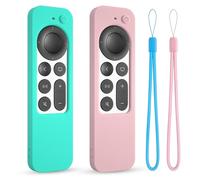 Silicone Case for Apple tv siri Remote 2021 2022 2023 Protective Cover for Apple 4k/hd tv Remote Controller Anti Sleeve with Lanyard(2nd/3nd gen) (Mint+Pink)