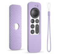 Silicone Case for Apple tv siri Remote 2021 2022 2023 Protective Cover for Apple 4k/hd tv Remote Controller Anti Sleeve with Lanyard(2nd/3nd gen) (Light Purple)