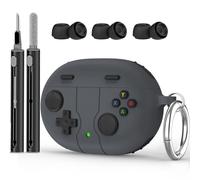 Silicone Case for Beats Studio Buds Case Cover, with Beats Studio Buds 2021 & Beats Studio Buds+ Plus 2023,Case with Cleaner kit，Keychain，EarBuds，Shockproof Cartoon Silicone Cover for Kids (Dark Grey)
