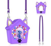 Silicone Case for Bitzee Doghouse Interactive Digital Pet, Shockproof Protective Cover for Doghouse Bitzee Virtual Electronic Pets Accessories with Lanyard (Purple)