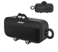 Silicone Case for Bose SoundLink Plus Portable Bluetooth Speaker,Soft Cute Cartoon Protective Case Against Scratch and Drop, Only Compatible with Bose SoundLink Plus with Precise Cutout(Black)
