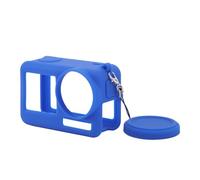 Silicone Case for DJI Osmo Action 4 3 Action Camera, Anti Scratch Dust Proof, Precise Cutouts, Comprehensive Soft Protection Silicone Sleeve with Neck Strap Lanyard (Blue)