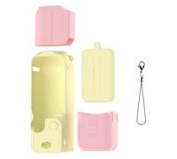Silicone Case for DJI OSMO Pocket 3 Lens Grip Body Protective Cover, Display Blackout Lens Cap Screen Protector, Threaded Sport Camera Handle Protective Sleeve Set with Lanyard (Yellow Pink)