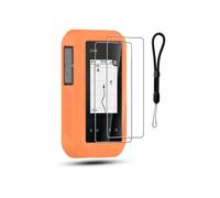 Silicone Case for Garmin eTrex Solar, powfix Protective Cover with 2 Pack Soft Screen Protectors & Lanyard, Anti-Scratch Shockproof GPS Bike Computer Accessories,Orange