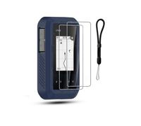 Silicone Case for Garmin eTrex Solar, powfix Protective Cover with 2 Pack Soft Screen Protectors & Lanyard, Anti-Scratch Shockproof GPS Bike Computer Accessories,Blue