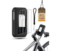 Silicone Case for Garmin eTrex Solar, powfix Protective Cover with 2 Pack Soft Screen Protectors & Lanyard, Anti-Scratch Shockproof GPS Bike Computer Accessories,Black