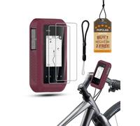 Silicone Case for Garmin eTrex Solar, powfix Protective Cover with 2 Pack Soft Screen Protectors & Lanyard, Anti-Scratch Shockproof GPS Bike Computer Accessories,Dark Red