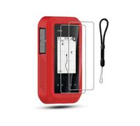 Silicone Case for Garmin eTrex Solar, powfix Protective Cover with 2 Pack Soft Screen Protectors & Lanyard, Anti-Scratch Shockproof GPS Bike Computer Accessories,Red
