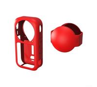 Silicone Case for Insta360 X5 with Lens Cap - Soft Protective Cover Shockproof Skin Sleeve All-Round Guard Black Blue Red(Red)