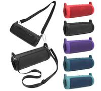 Silicone Case for JBL FLIP 7 Bluetooth-compatible Speaker, Travel Carrying Protective Cover with Shoulder Strap and Carabiner (blue)