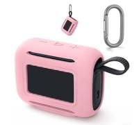 Silicone Case for JBL Go 5 Protective Cover Lightweight Anti-Scratch Shell with Carabiner for Hiking Blue(Pink)
