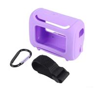 Silicone Case for JBL Go 5 Speaker - Shockproof Protective Cover with Carabiner & Strap - Soft Flexible Sleeve for Travel Hiking Cycling - Black(Purple)