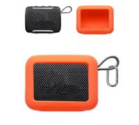 Silicone Case for JBL Go 5 Waterproof Bluetooth Speaker, Protective Travel Cover with Carabiner, Portable Holder, Shock-Resistant Protective Sleeve (Orange)