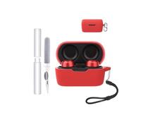 Silicone Case for JBL T280TWS X Earbuds - Shockproof, toergy Waterproof, Slim & Soft Cover, with Lanyard, Keychain & Cleaner Kit, Red