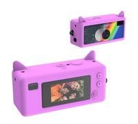 Silicone Case for Kodak CHARMERA Keychain Camera - Cute Kitten Soft Silicone Half-Pack Cover, Easy to Assemble & Disassemble, Scratch & Drop Protection - Cameras NOT Included (Purple)