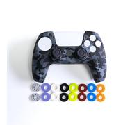 Silicone Case for PS5 Controller with 16Pcs Precision Rings, 3 Resistance Levels Aim Assist Motion Control Rings, Anti-Slip Protective Skin for DualSense Wireless Controller - Black Camo