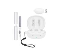Silicone Case for QCY AilyBuds E20 Earbuds - Shockproof, toergy Waterproof, Slim & Soft Cover, with Lanyard, Keychain & Cleaner Kit, White