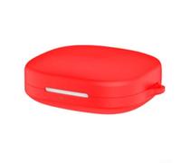 Silicone Case for Shokz OpenFit Pro: Shockproof Cover with LED Visible & Carabiner - Black(Red)