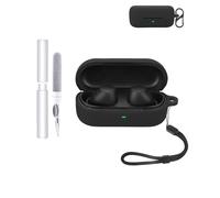 Silicone Case for SONY WF-C510 Earbuds - Shockproof, Waterproof, Slim & Soft Cover, with Lanyard, Keychain & Cleaner Kit, Black
