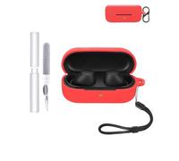 Silicone Case for SONY WF-C510 Earbuds - Shockproof,Waterproof, Slim & Soft Cover, with Lanyard, Keychain & Cleaner Kit, Red