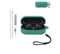 Silicone Case for SONY WF-C510 Earbuds - Shockproof,Waterproof, Slim & Soft Cover, with Lanyard, Keychain & Cleaner Kit, Dark Green