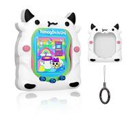 Silicone Case for Tamagotchi Uni (2023), MOWYEOK Shockproof Protective Case with Cartoon Pattern for Tamagotchi Uni Game Console Accessories, with Round Buckle Lanyard (Milk Cow)