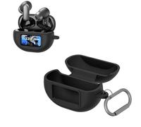 Silicone Case for TOZO NC20 Pro/NC20 Case Cover with Carabiner, Shockproof Full Protection Soft Silicone Skin Protective Sleeve for TOZO NC20 Pro/NC20 Earbuds (Black)