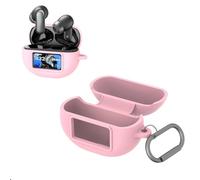 Silicone Case for TOZO NC20 Pro/NC20 Case Cover with Carabiner, Shockproof Full Protection Soft Silicone Skin Protective Sleeve for TOZO NC20 Pro/NC20 Earbuds (Pink)