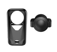 Silicone Case + Lens Cap for Insta360 X6, Lens Cover Protector and X6 Action Camera Body Case All-Round Protection Accessories for X6 Action, Black