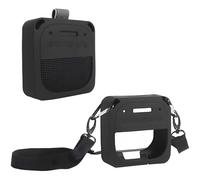 Silicone Case Sleeve for Bose SoundLink Micro 2 - Full Protective, Shockproof, Portable Speaker Cover with Lanyard and Carabiner for Outdoor Activities (Black)