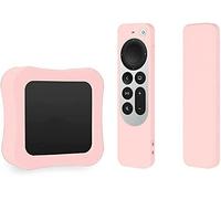 Silicone Case TV Box Case for 2021 Apple TV 4K 5Th 4Th Generation Shockproof,Soft Silicone Dustproof Full-Body Protector Cover for Apple TV 4K 6th Gen Siri Remote Controller and TV Box (Pink)