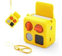 Silicone Case with Strap for Yoto Mini 2024 Edition Kids Audio Player | Silicone Adventure Jacket Cover with Card Space and Matching Wrist Lanyard Anti-slip Skin Cover Case-Yellow