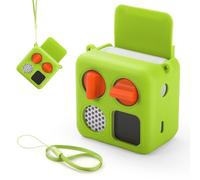 Silicone Case with Strap for Yoto Mini 2024 Edition Kids Audio Player | Silicone Adventure Jacket Cover with Card Space and Matching Wrist Lanyard Anti-slip Skin Cover Case-Green