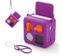 Silicone Case with Strap for Yoto Mini 2024 Edition Kids Audio Player | Silicone Adventure Jacket Cover with Card Space and Matching Wrist Lanyard Anti-slip Skin Cover Case-Purple