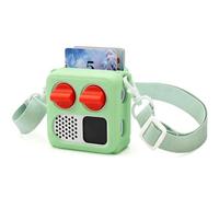 Silicone Case with Strap for Yoto Mini 2024 Kids Audio Player | Multifunctional Protective Cover with Card Space and Shoulder Strap-Green