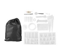 Silicone Casting, Crystal Mold Kit for DIY Jewelry Making, 15 - Piece Set with Various Shapes and Tools, Includes Spoons, Stir Bars, Drill Bits for Necklace Pendant Key