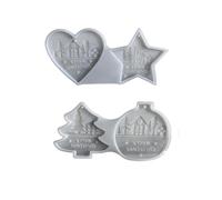 Silicone Casting Moulds for Christmas, 3D Advent Calendar Set with Festive Motifs, Silicone Mould for Decorative Calendar Disc, DIY Countdown Calendar for Festive Decoration (^A)
