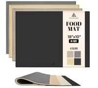 Silicone Cat Dog Food Water Bowl Mat Fits Multi Pet Feeding Stations, 0.63" High Edge Dog Food Mats for Floors Waterproof, Rubber Pet Food Bowl Mat/Placemats for Dog Food Dish
