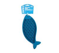 Silicone Cat Licking Mat, Fish Shape, Various Colors, Soothing & Entertaining Accessory, Improved Digestion, Oral Hygiene, Non-Slip Suction Cups, 22 x 13 cm (Blue)