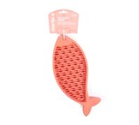 Silicone Cat Licking Mat, Fish Shape, Various Colors, Soothing & Entertaining Accessory, Improved Digestion, Oral Hygiene, Non-Slip Suction Cups, 22 x 13 cm (Pink)