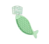 Silicone Cat Licking Mat, Fish Shape, Various Colors, Soothing & Entertaining Accessory, Improved Digestion, Oral Hygiene, Non-Slip Suction Cups, 22 x 13 cm (Green)