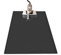 Silicone Cat Litter Mat, 40"x30"(100cmx75cm) Waterproof Litter Box Mat for Floors, Non-Slip Litter Trapping Mat to Prevent Tracking, Easy to Clean Kitty Litter Catcher Mat, Durable, Black