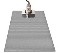 Silicone Cat Litter Mat, 40"x30"(100cmx75cm) Waterproof Litter Box Mat for Floors, Non-Slip Litter Trapping Mat to Prevent Tracking, Easy to Clean Kitty Litter Catcher Mat, Durable, Light Gray