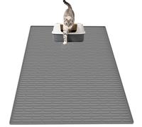 Silicone Cat Litter Mat, 40"x30"(100cmx75cm) Waterproof Litter Box Mat for Floors, Non-Slip Litter Trapping Mat to Prevent Tracking, Easy to Clean Kitty Litter Catcher Mat, Durable, Dark Gray