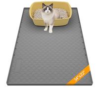 Silicone Cat Litter Mat 86x56cm, Large Cat Litter Trapping Mat for Big Litter Box, Waterproof Kitty Litter Trapping Mat with Raised Edge, Non-Slip Bottom, Easy Clean Prevents Litters Splatter, Grey