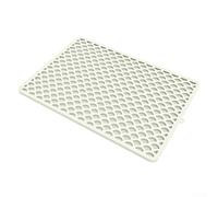 Silicone Cat Litter Mat, Double Layer Detachable Design with Raised Edges Honeycombs Structure Floor Protection Pet Feeding Tray Easy to Clean for Indoor Cats(Rice white)