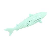 Silicone Cat Toy Soft Interactive Catnip Molar Fish Shape for Playful Cats Home Alone 15.5cm/6.10inch (Green)
