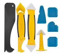 Silicone Caulking Tool Kit, 8 Pcs Grout Sealant Remover Tool Set with Plastic Scraper/Caulk Remover/Nozzle, Silicone Sealant Finishing Smoothing Removal Tool for Bathroom Kitchen Room Floor Corner
