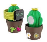Silicone Charging Stand Holder Dock for Apple Watch Series Ultra/8/SE2/7/6/SE/5/4/3/2/1, Samsung Watch 5/5pro, Wireless Smartwatch Potted Plant Charger Stand Supports Nightstand Mode (Cacti)
