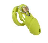 Silicone Chastity Cage Male Cock Lock with 5 Penis Rings Sex Toys for Sissy Men Femboy Stretcher BDSM Gay Erotic Urethral Device Green Long